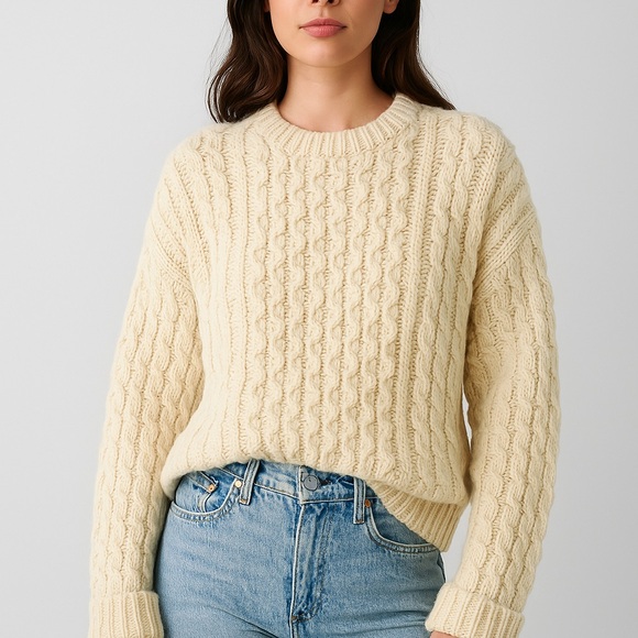 BRANDY MELVILLE WINONA WOOL OVERISZED SWEATER IN ivory neutral cream - Picture 2 of 8